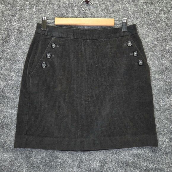 Banana Republic Skirt Womens 6 Gray Corduroy Stretch Button Pockets Zipper Back - Picture 1 of 8
